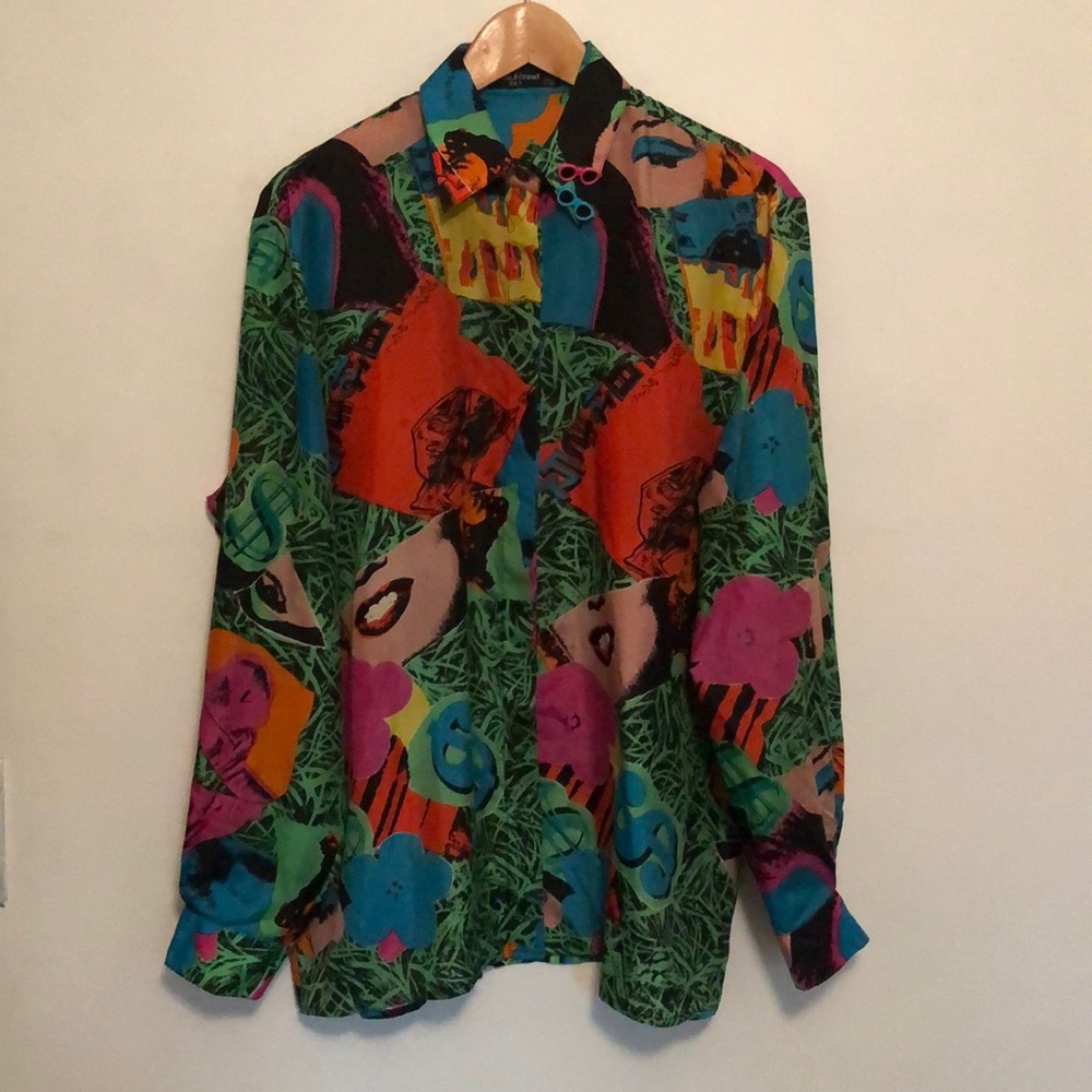 80’s Louis Féraud Andy Warhol print silk shirt
